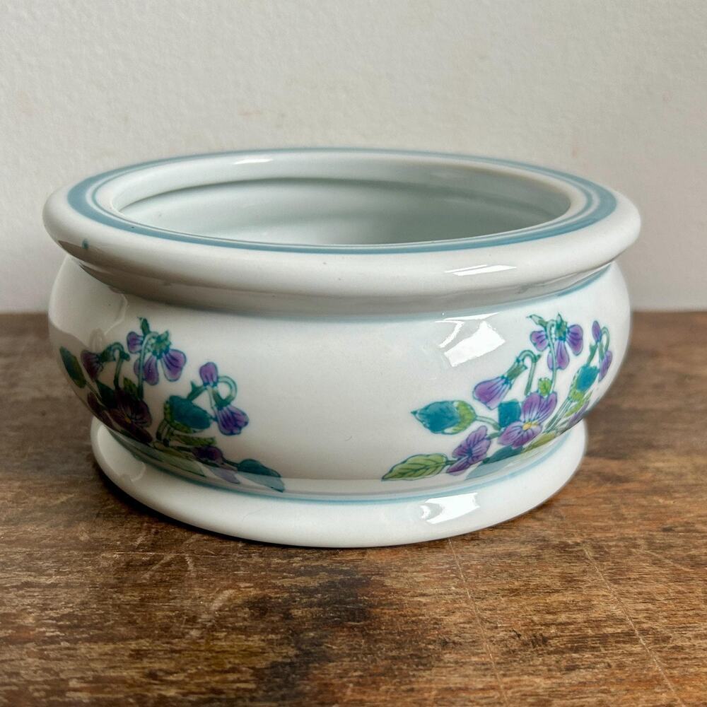 Vintage Chinese Floral Ceramic Planter Pot | Small Planter Vase